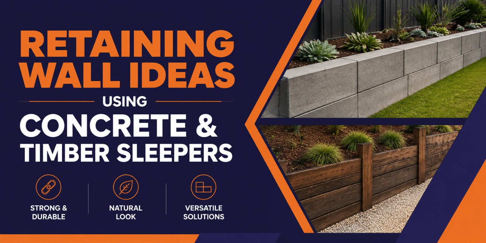 Retaining Wall Ideas Using Concrete & Timber Sleepers
