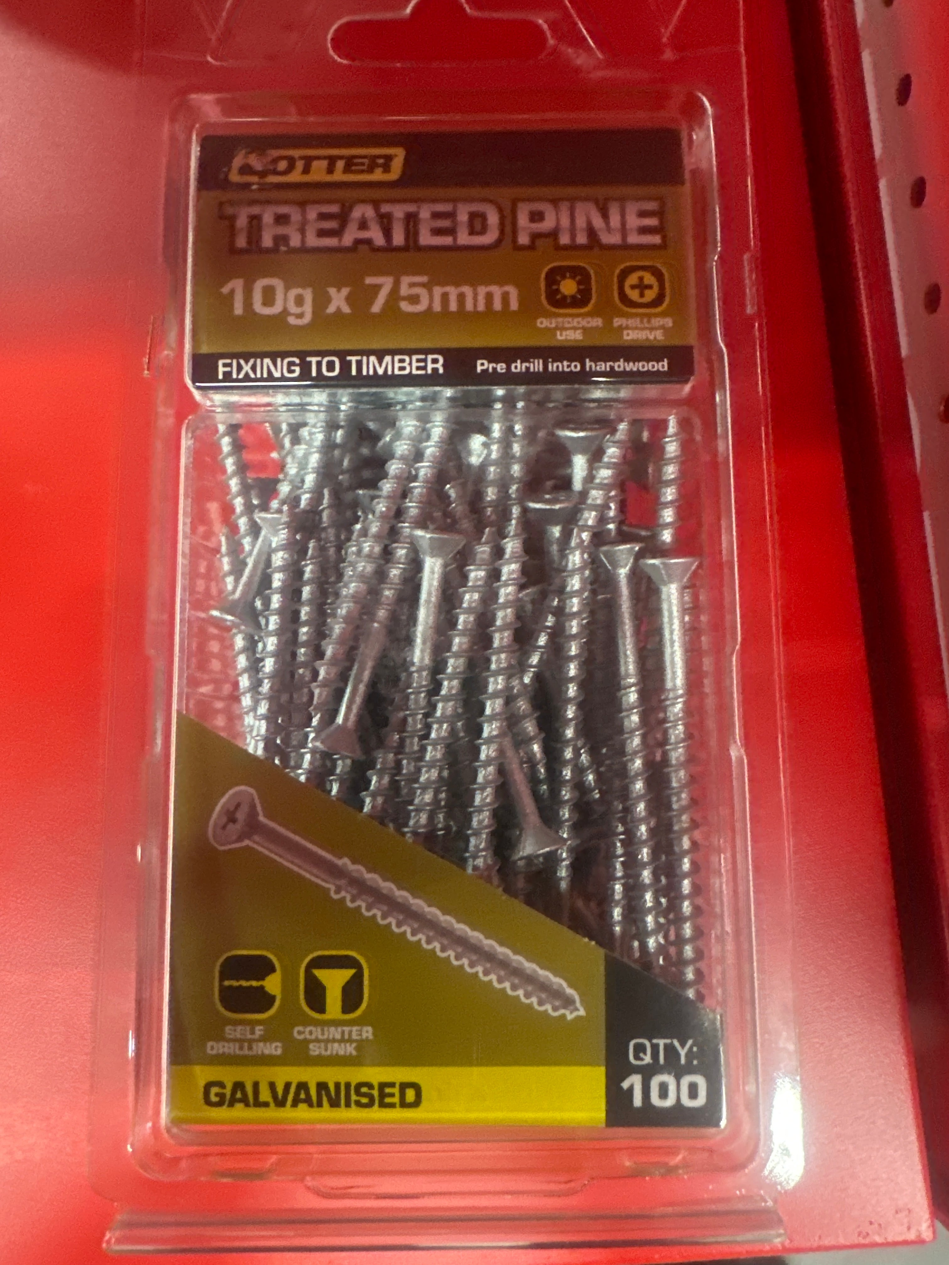Airco 100 Pack 10G X 75mm Treated Pine Screw Galv CHEG10753