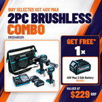Makita 40V Max Brushless 2 Piece 2 x 4.0Ah Combo Kit DK0248G201