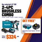 Makita 18V Brushless 2 Piece 2 X 5.0ah Combo Kit DLX2516T