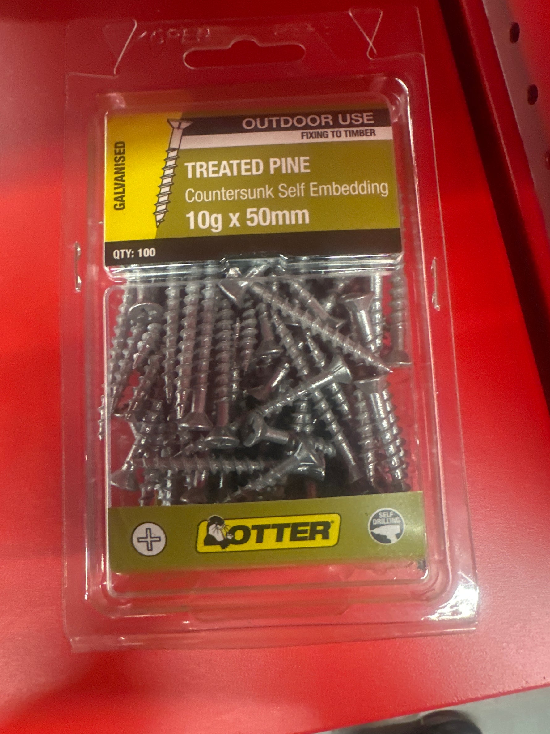 Otter 100 Pack 10G X 50mm Treated Pine Screw Galv CHEG10503