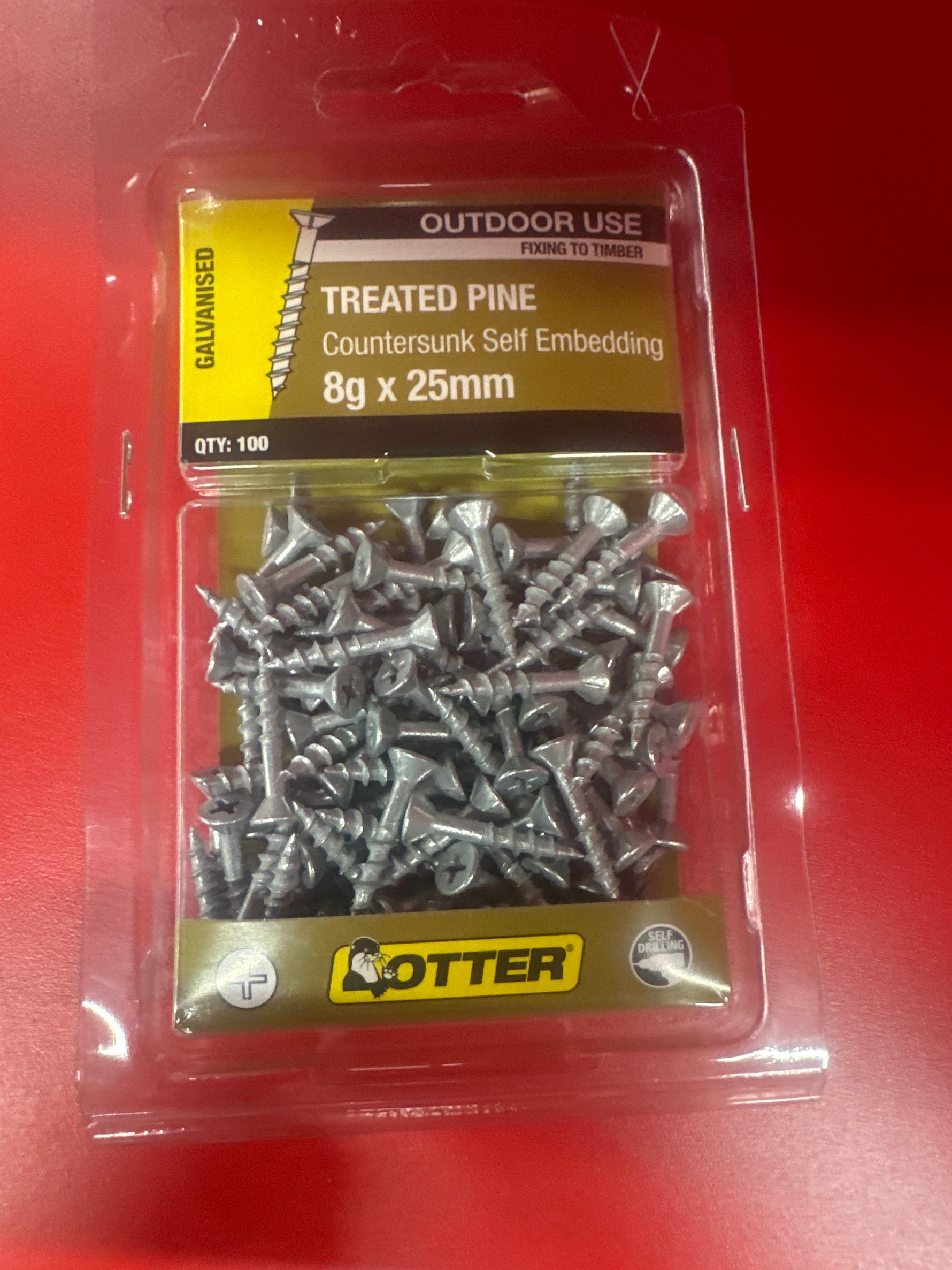 Airco 100 Pack 8G X 25mm Treated Pine Screw Galv CHEG08253