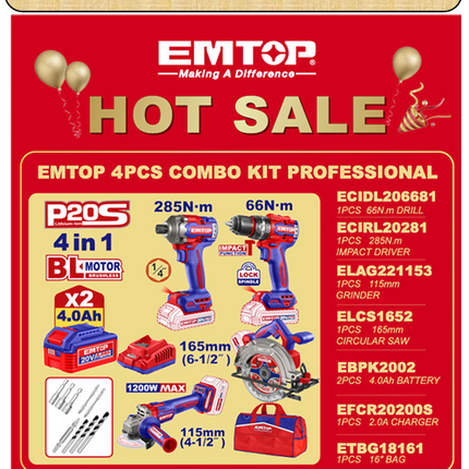 EMTOP 4PC COMBO KIT PROFESSIONAL