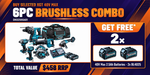 Makita 40V Max Brushless 6 Piece 2 x 4.0Ah Combo Kit DK0250G601
