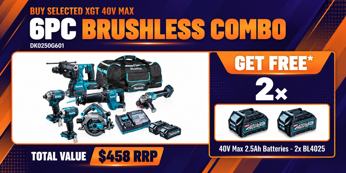 Makita 40V Max Brushless 6 Piece 2 x 4.0Ah Combo Kit DK0250G601