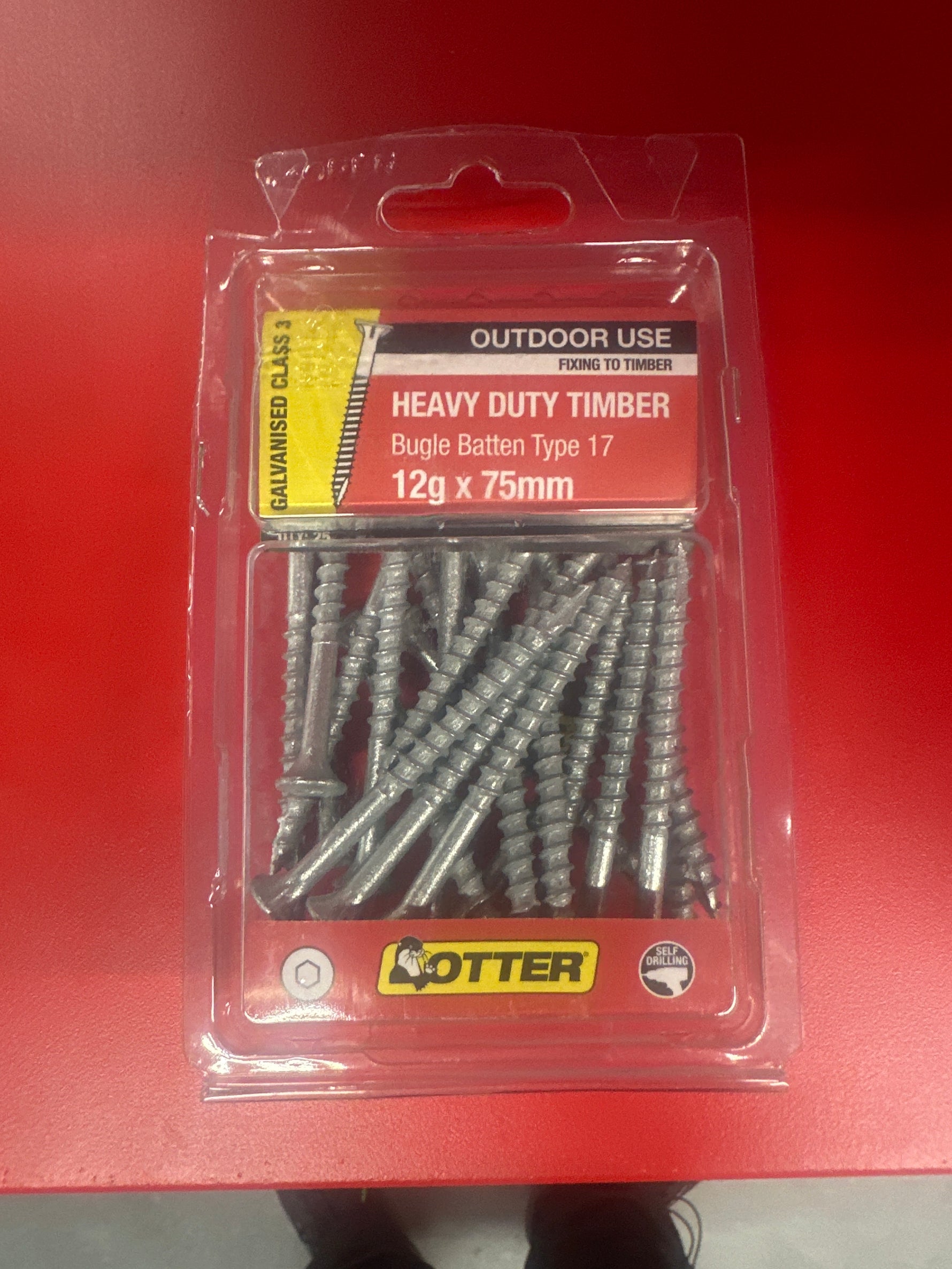 Otter 25 Pack 12G X 75mm Batten Bugle Screw T17 Galv BBEG12751