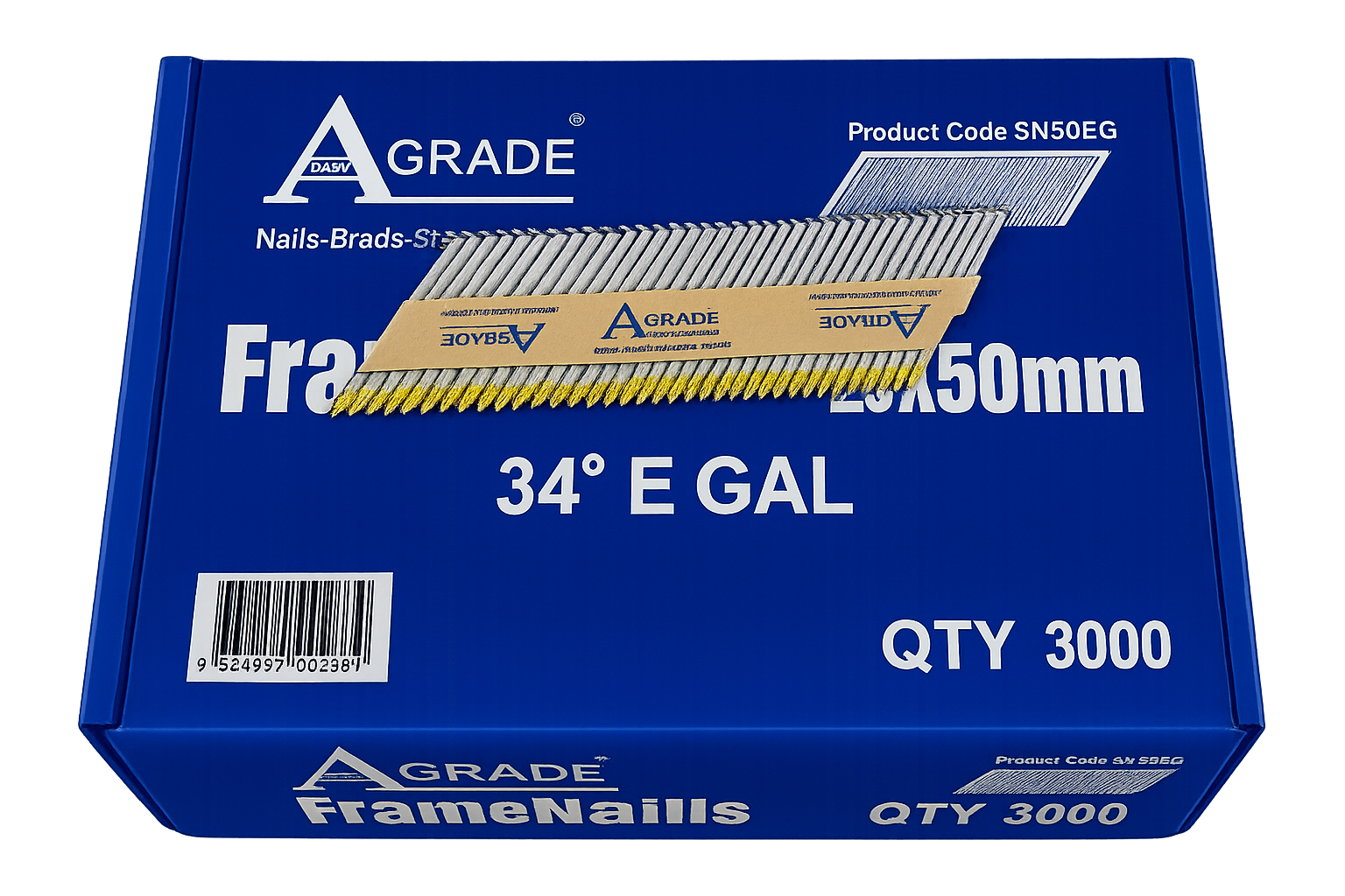 34° FRAMING NAILS 2.9x50MM (BOX of 3000 nails)