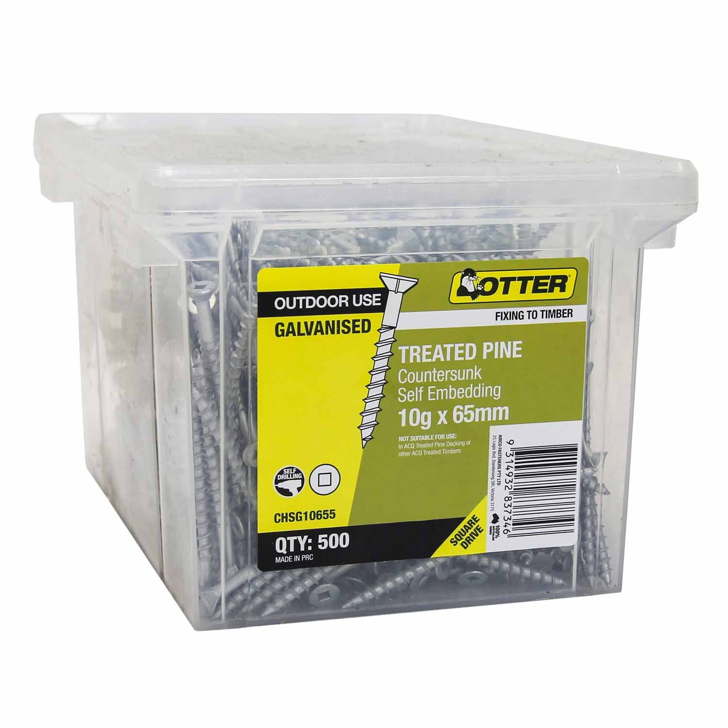 Airco 500 Pack 10G X 65mm Treated Pine Screw Galv CHEG10655