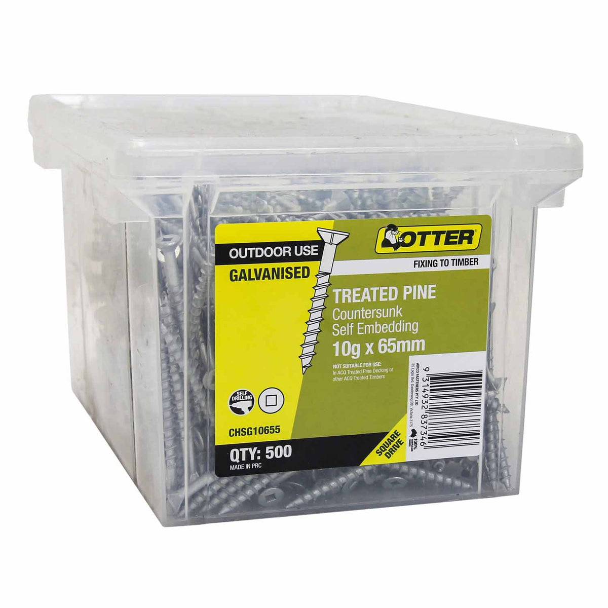Airco 500 Pack 10G X 65mm Treated Pine Screw Galv CHEG10655