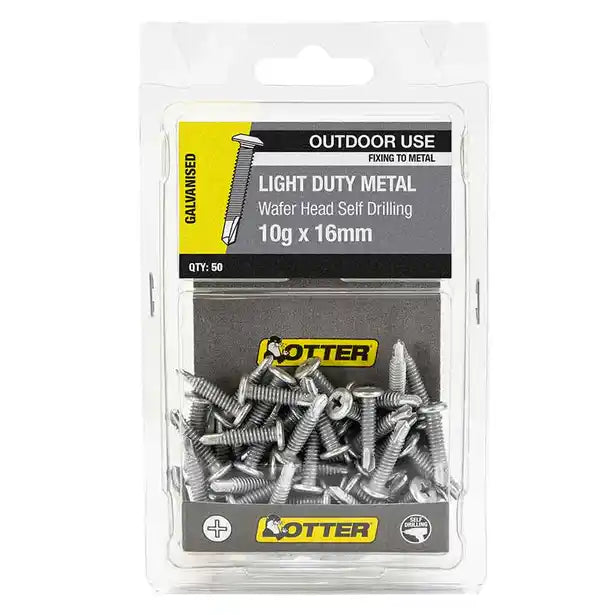 Airco 50 Pack 10G X 16mm Metal Wafer Screw Galv SLAG10162