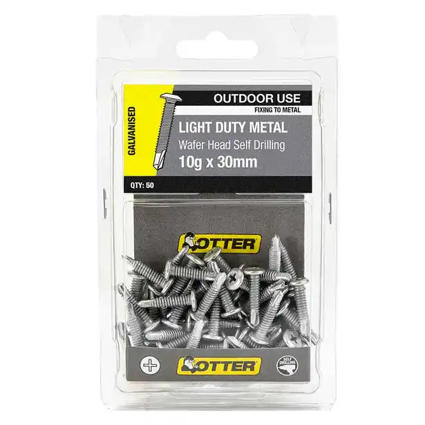 Airco 50 Pack 10G X 30mm Metal Wafer Screw Galv SLAG10302