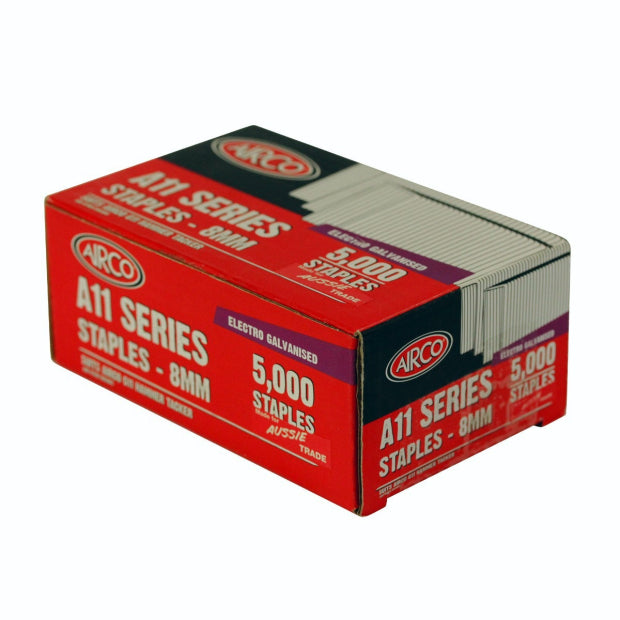 Airco A11 Series Staples Electro Galvanised - 8mm Box of 5000 SF11080