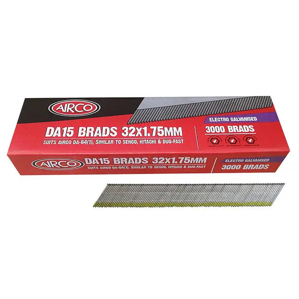 Airco Da Series Electro Galvanised Brad Nail - 32mm Box of 3000 BD15321