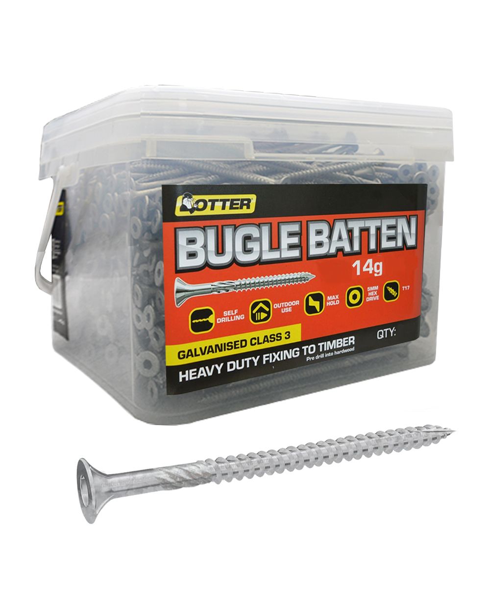 Otter 1000 Pack 14G X 50mm Batten Bugle Screw T17 Galv BBEG14506