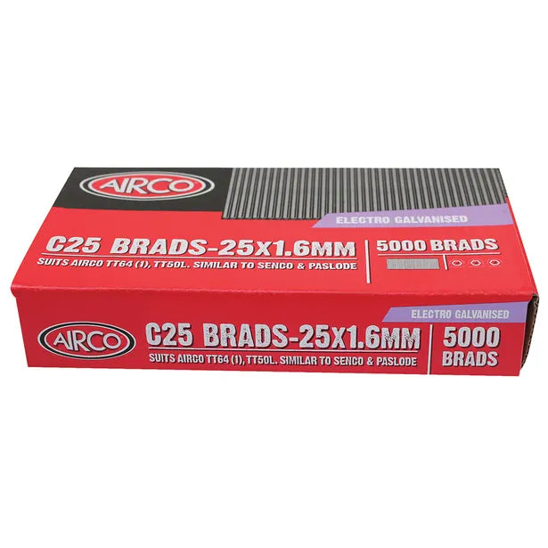 Airco C Series Brad Nails - 25 X 1.6mm BC16250