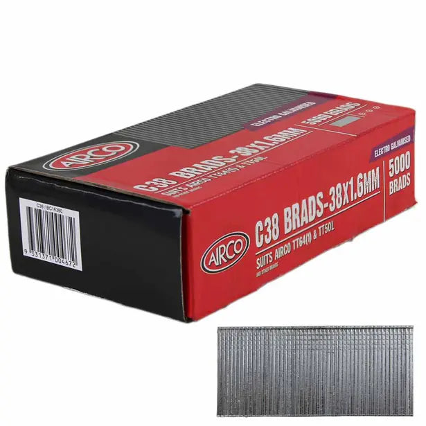 Airco 38mm C Series Brads - 5000 Pieces BC16380