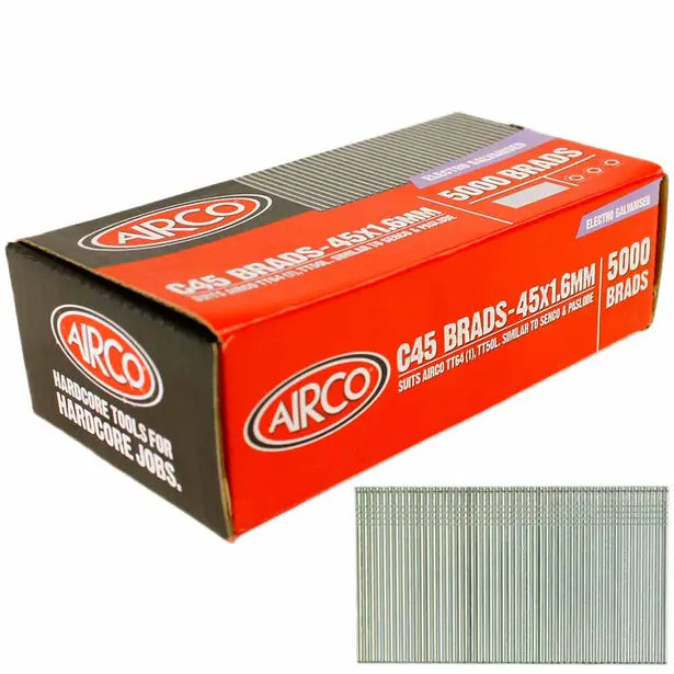 Airco 45mm C Series Brads - 5000 Pieces BC16450