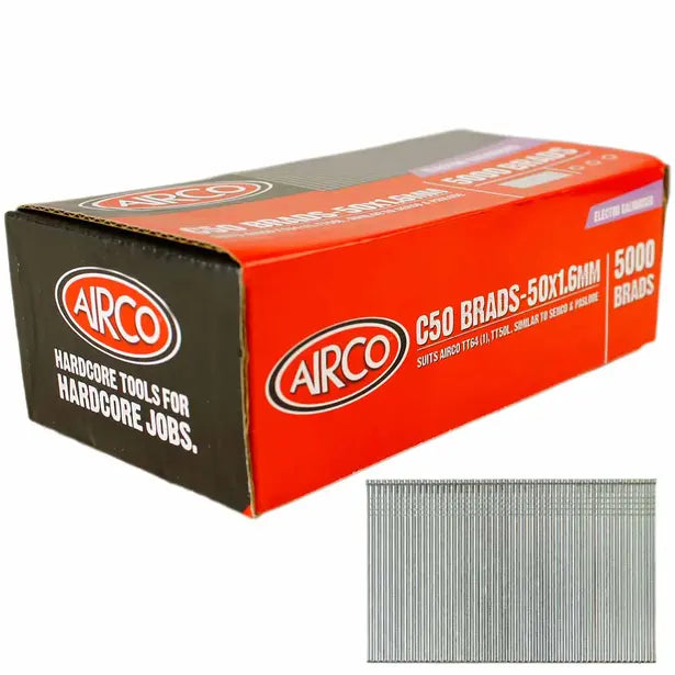 Airco 50mm C Series Brads - 5000 Pieces BC16500