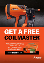Coilmaster Deal – 20 boxes 45 × 2.5mm Ring HDG Coil Nails + FREE Paslode Coilmaster
