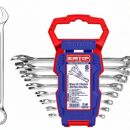 EMTOP 8 Pc Combination Spanner Set Size:6-19mm ECSS10801