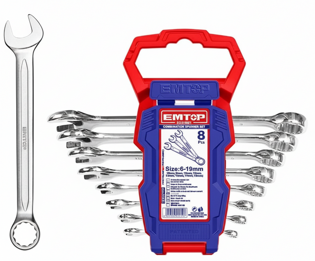 EMTOP 8 Pc Combination Spanner Set Size:6-19mm ECSS10801