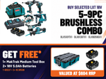Makita 18V Brushless 6 Piece 2 x 5.0Ah Combo Kit DLX6136TX1