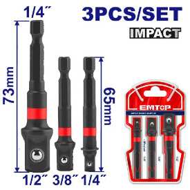 EMTOP 1/4", 3/8" & 1/2" Impact socket adaptor SET EBST365A01