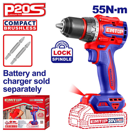 EMTOP Compact Cordless Drill Driver 55nm
