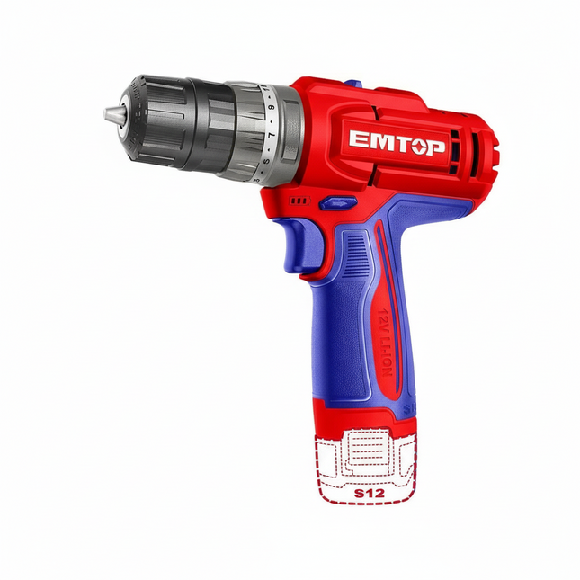 EMTOOL Cordless Impact Drill with 2xbatteries