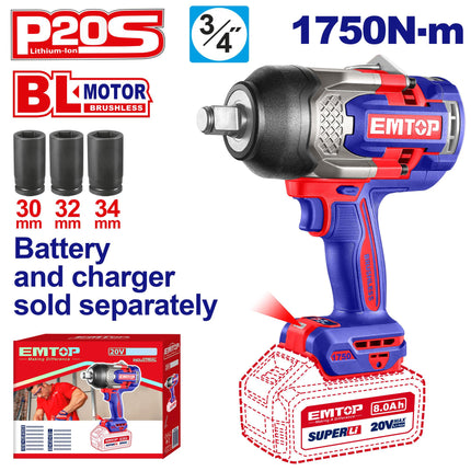 EMTOP 3/4" Cordless Impact Wrench