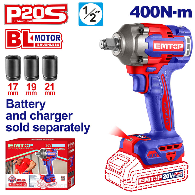 EMTOP 1/2" Cordless Impact Wrench