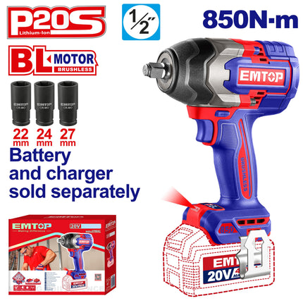 EMTOP 1/2" Cordless Impact Wrench