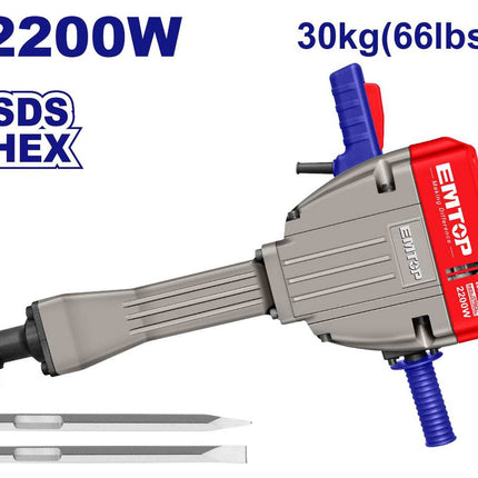EMTOP 2200W 30Kg 30mmHex Demolition Hammer
