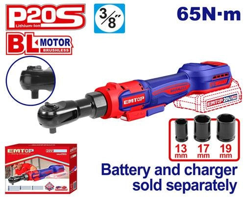 EMTOP 3/8" Cordless Drive Ratchet 20V 65NM EDRL206521