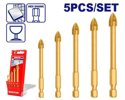 5 Pcs glass drill bits