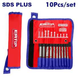 EMTOP SDS Plus 10 Pc hammer drill bits and chisels set EHDR12101
