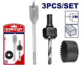EMTOP 3pc Lock Installation Hole Saw Set EKHS302