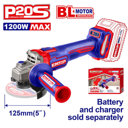 EMTOP 125mm Cordless Angle Grinder