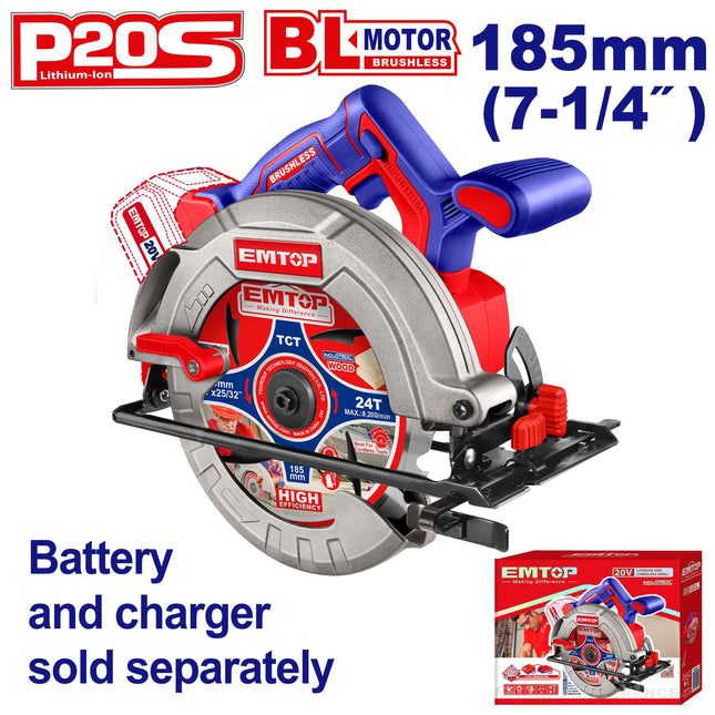 EMTOP 185mm Cordless Circular Saw