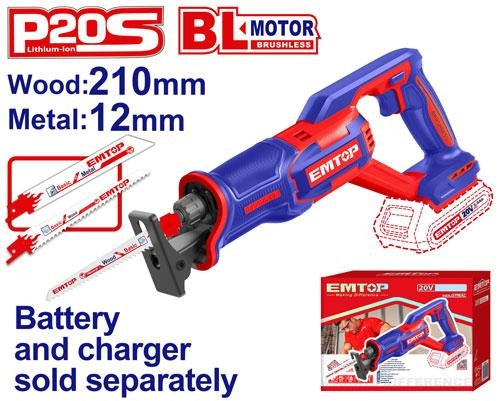 EMTOP 20V Cordless Reciprocating Saw ELRS202108