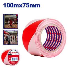 EMTOP 75mm x 100M Red and White Safety Tape