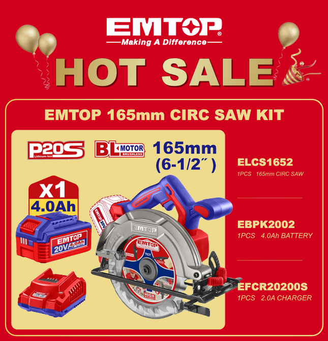 EMTOP 165mm CIRCULAR SAW KIT