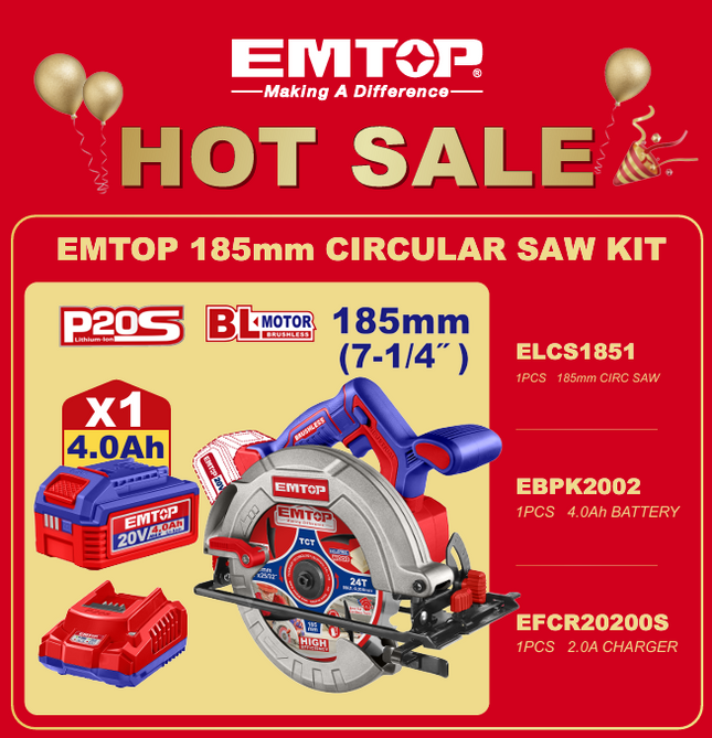 EMTOP 185mm CIRCULAR SAW KIT