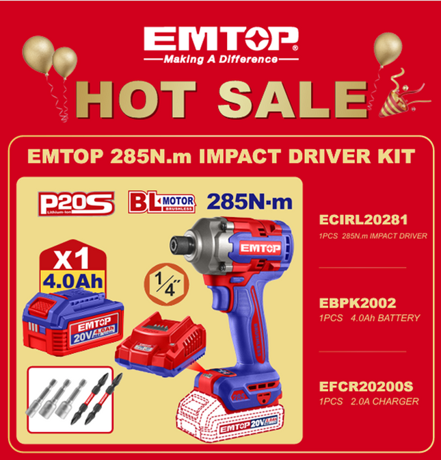 EMTOP 285nm IMPACT DRIVER KIT
