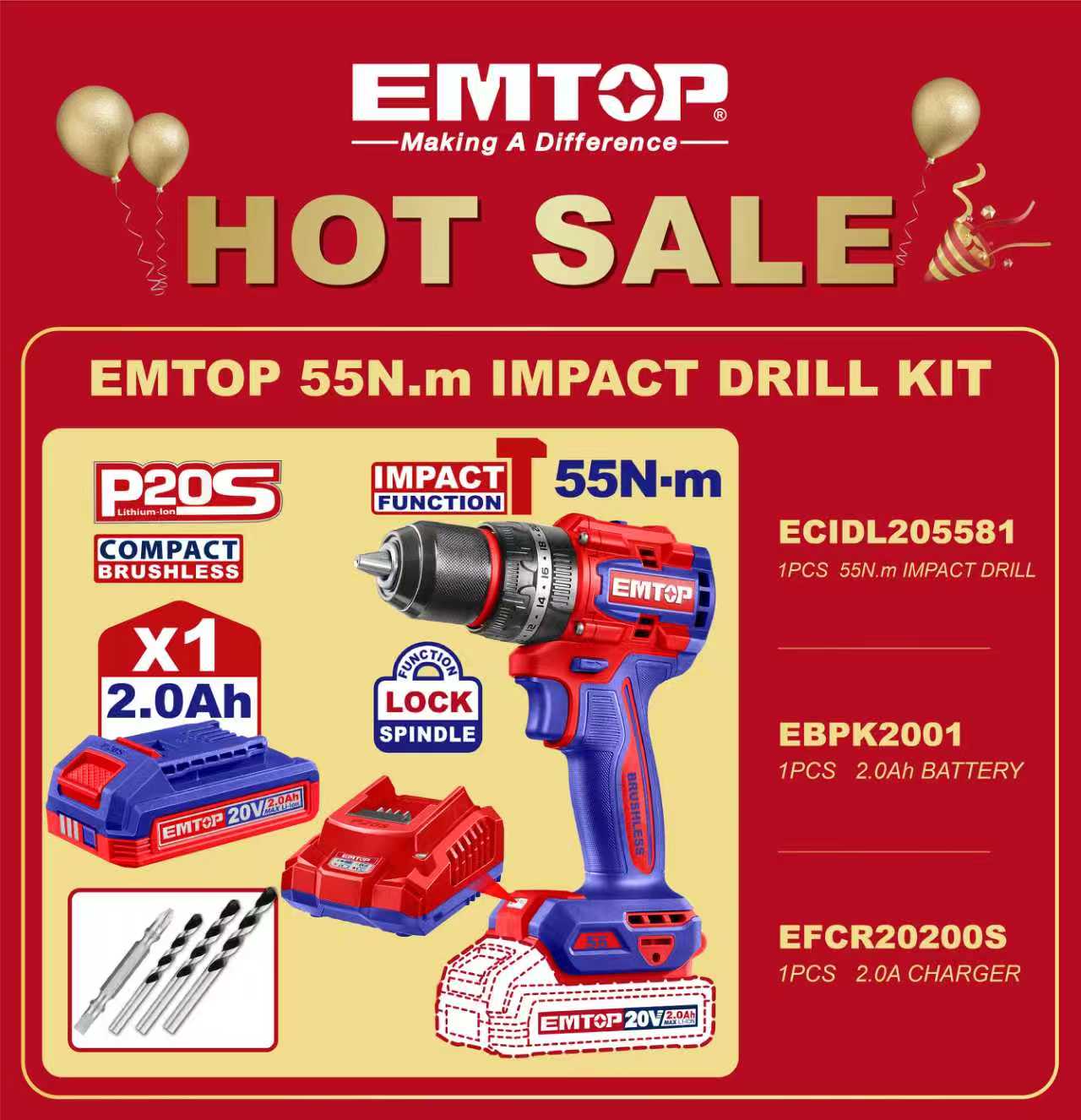 EMTOP 55nm IMPACT DRILL KIT