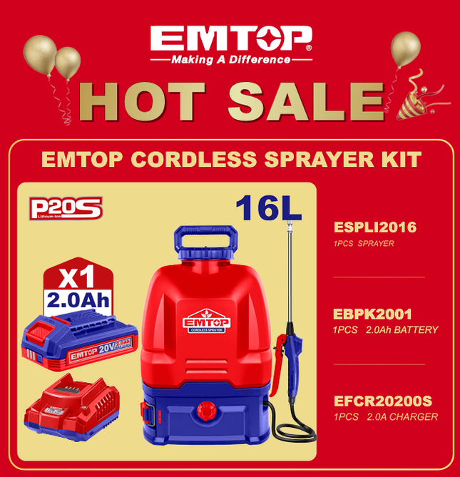 EMTOP CORDLESS SPRAYER KIT