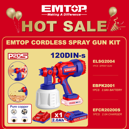 EMTOP CORDLESS SPRAY GUN KIT