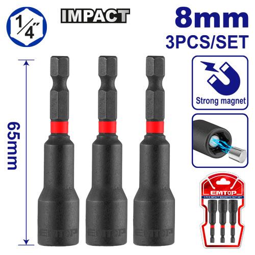 3 Pcs impact magnetic nut set