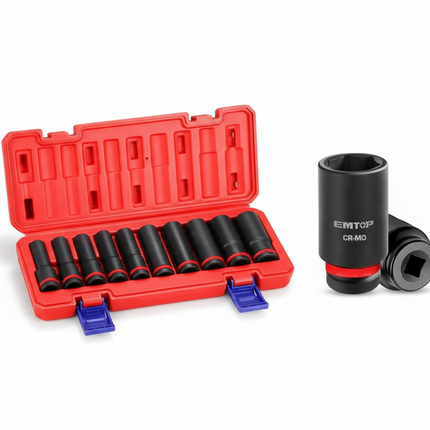 EMTOP 10 Pc 1/2" Deep Impact Socket Set