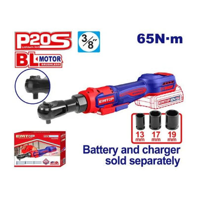 EMTOP 3/8" Cordless Drive Ratchet 20V 65NM EDRL206521
